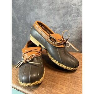 LL Bean Rubber Moc Bean Boots Brown Waterproof Duck Shoes Mens 6 Women 8